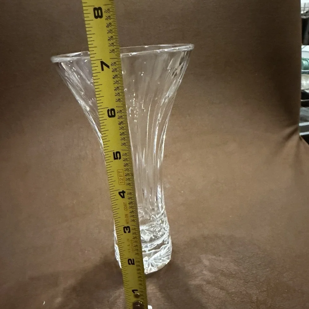 Vintage Lead Crystal Trumpet Bud Vase 7